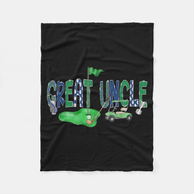 Golf Great Uncle Hole In One Golf 1st Birthday Boy Fleece Blanket (Front)