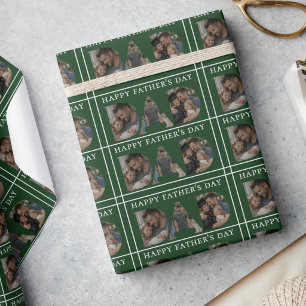 Golf Green Dad Photo Collage Happy Father's Day Wrapping Paper