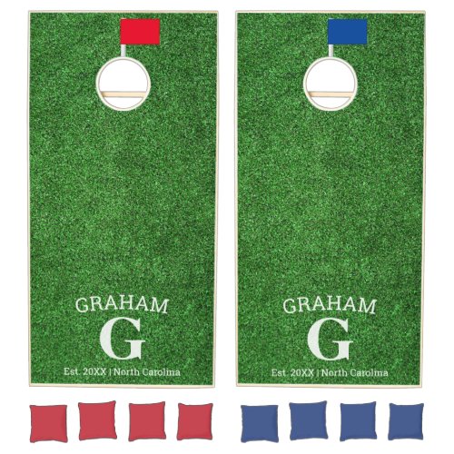 Golf Green Golf Flags Personalized Monogram Custom Cornhole Set