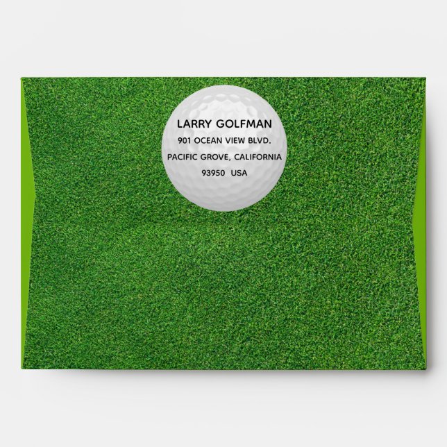 Golf Green Grass Ball Return Address Custom Envelope (Back (Top Flap))