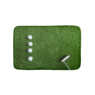 Golf Green grass with golf balls Bath Mat