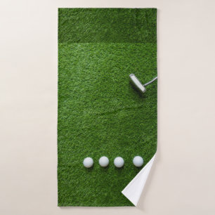 Golf Green grass with golf balls Bath Towel