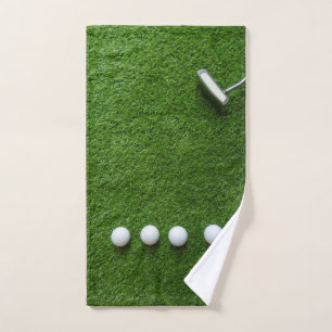 Golf Green grass with golf balls Hand Towel