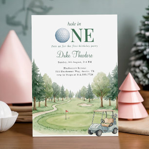Golf Green Hole In One First Birthday Party Invitation