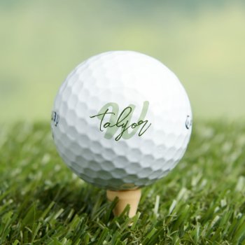 Golf Green Monogram Custom Name And Initial  Golf Balls by Mylittleeden at Zazzle