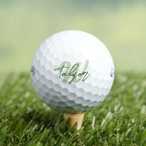 Golf green monogram custom name and initial  golf balls