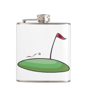 Golf Green Putting Hole with Flag 18 Flask