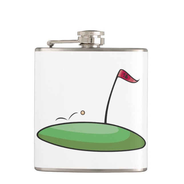 Golf Green Putting Hole with Flag 18 Flask (Front)