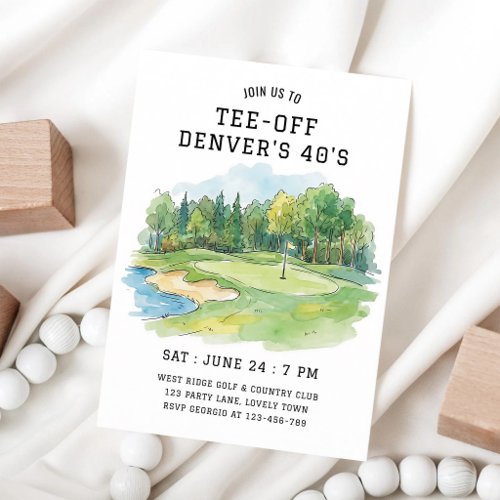 Golf Green Tee Off Birthday Celebration Invitation