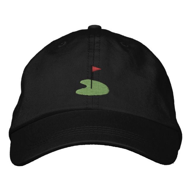 Golf Green with flag Embroidered Baseball Hat (Front)