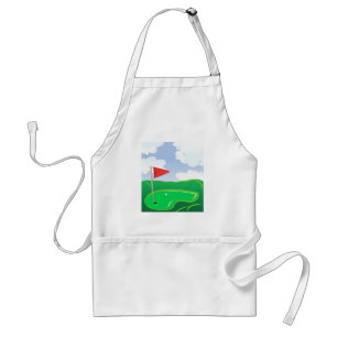 Golf Green with Red Flag and Ball Adult Apron