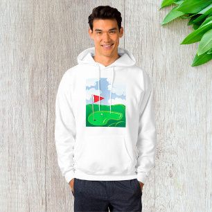 Golf Green with Red Flag and Ball Hoodie
