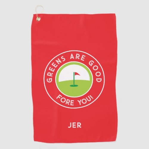 Golf Greens Fore Golfer  Funny Humor Custom Red Golf Towel