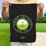 Golf Greens Fore Golfer Humor Funny Custom Black Golf Towel at Zazzle