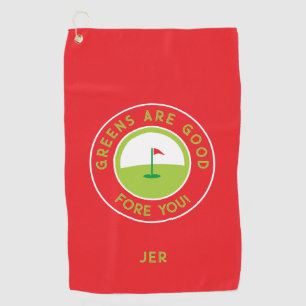 Golf Greens Fore Golfer Humor Funny Custom Red Towel