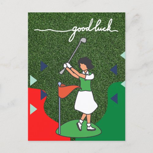 Golf greeting golf ball good luck for lady golfer  postcard
