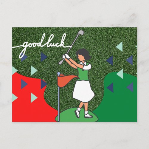 Golf greeting golf ball good luck for lady golfer postcard