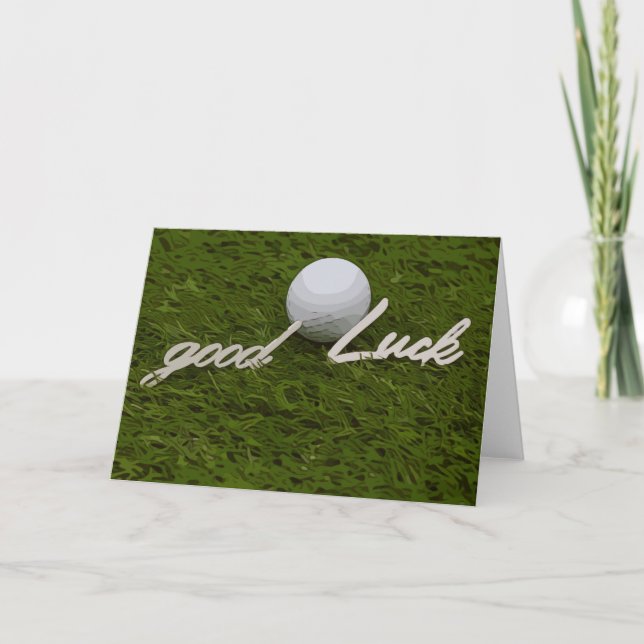 Golf greeting golf ball  good luck hand writing card (Front)