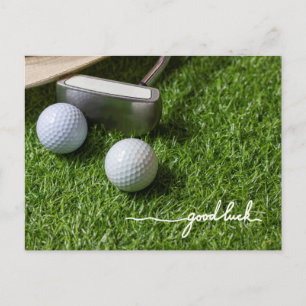 Golf greeting golf ball good luck hand writing postcard