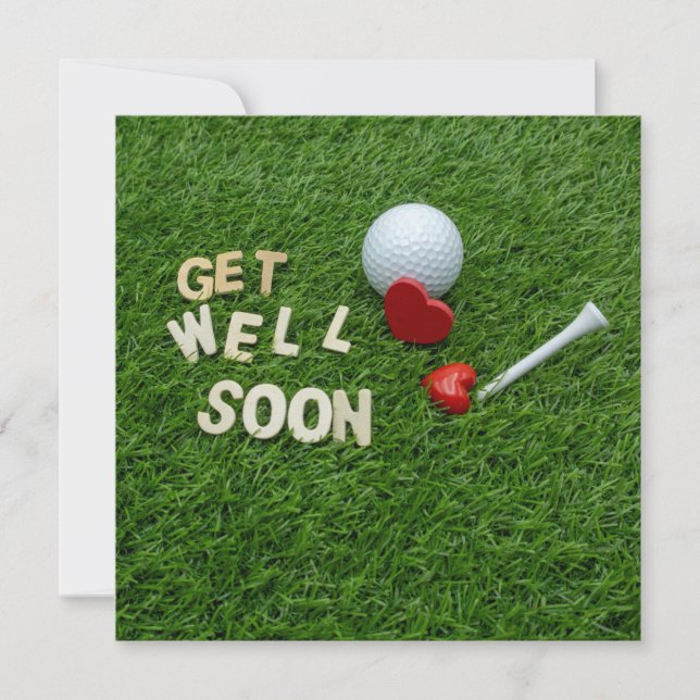Golf Greeting Golfer Get Well Soon with ball Green Card (Front)