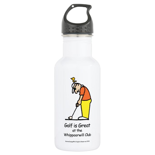 Golf Greetings Water Bottle White (Front)
