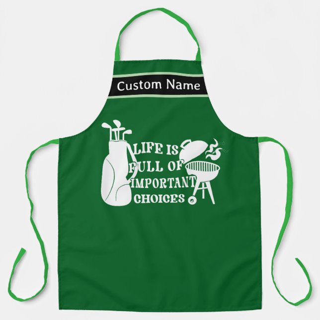 Golf Grill Apron - Personalized Golfer BBQ Gift (Front)