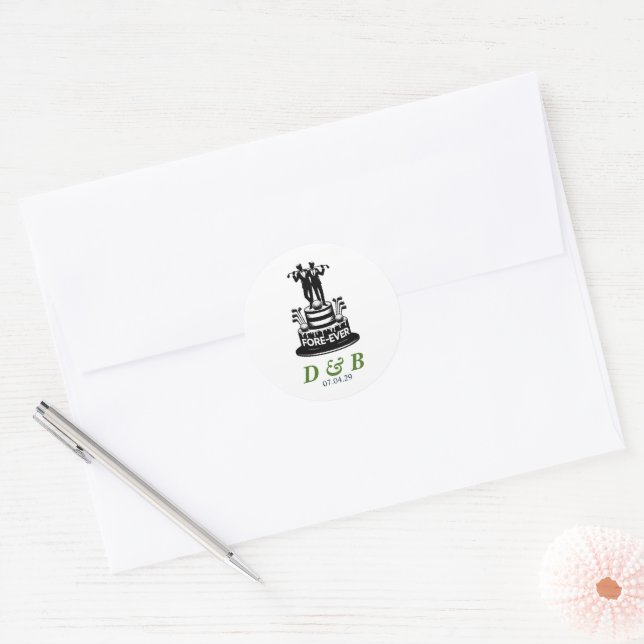 Golf Grooms Wedding Classic Round Sticker (Envelope)