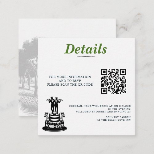 Golf Grooms Wedding QR Code Enclosure Card