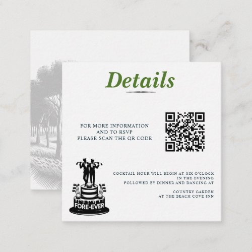 Golf Grooms Wedding QR Code Enclosure Card