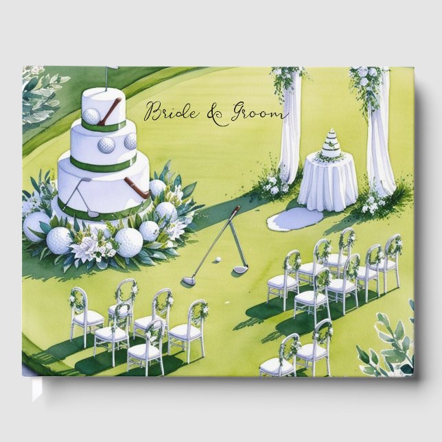 Golf guest book with golf ball for golfers Wedding (Front)