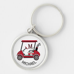 Golf Guy Gift Custom Cart Monogram Name Keychain
