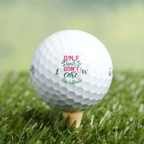 Golf Hair Dont Care Monogram Named Funny Simple Golf Balls