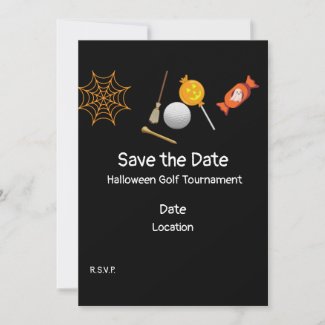 Golf Halloween Day with Ghost save the date Invit Invitation