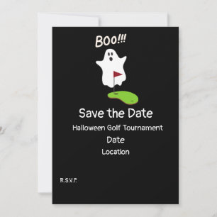 Golf Halloween Day with Ghost save the date Invitation