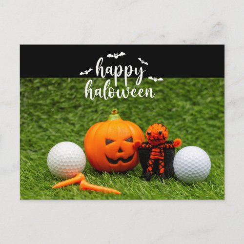 Golf Halloween Day with golf ball pumpkin ghost  Postcard