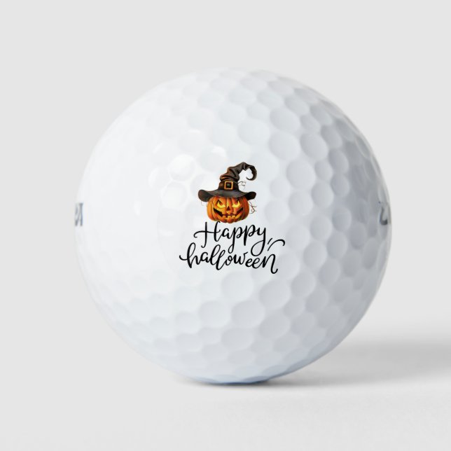 Golf Halloween with ghost spooky  pumpkin Golf Balls (Front)