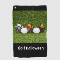 Golf Halloween with golf ball and monster skeleton Golf Towel