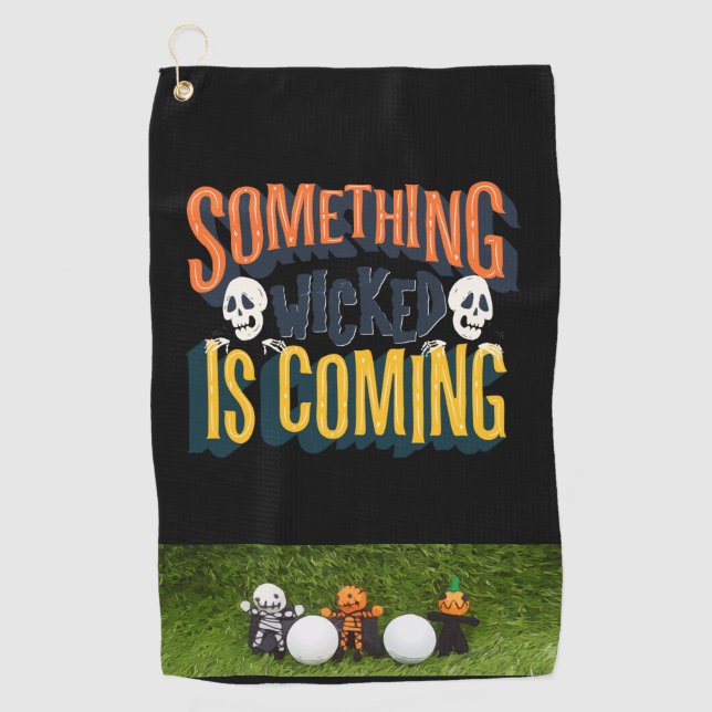 Golf Halloween with monster and golf ball Golf Tow Golf Towel (Front)