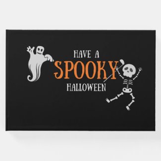 Golf Halloween with Skeleton golfer spooky Golf Guest Book