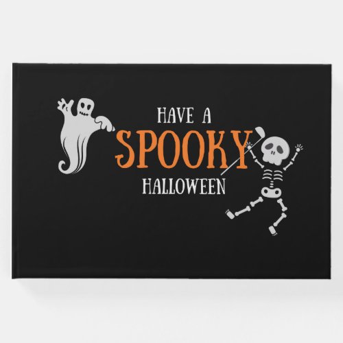 Golf Halloween with Skeleton golfer spooky Golf  Guest Book