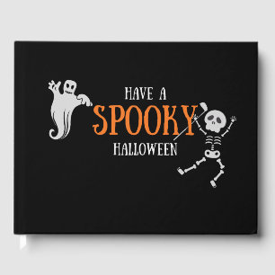 Golf Halloween with Skeleton golfer spooky Golf  Guest Book