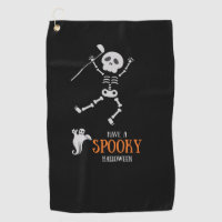 Golf Halloween with Skeleton golfer spooky Golf Towel