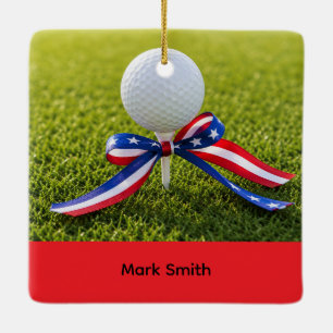 GOLF Happy 4th July for Golfer Ceramic Ornament