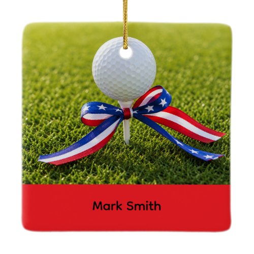 GOLF Happy 4th July for Golfer Ceramic Ornament