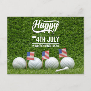 Golf Happy 4th July Independence Day Holiday Postcard