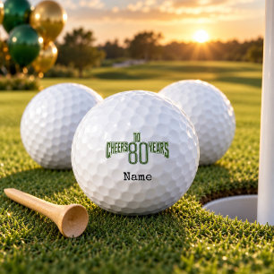 Golf Happy 80th Birthday golfer Name Number Balls
