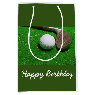 Golf Happy Birthday bag with golf ball on green
