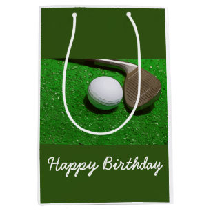 Golf Happy Birthday bag with golf ball on green