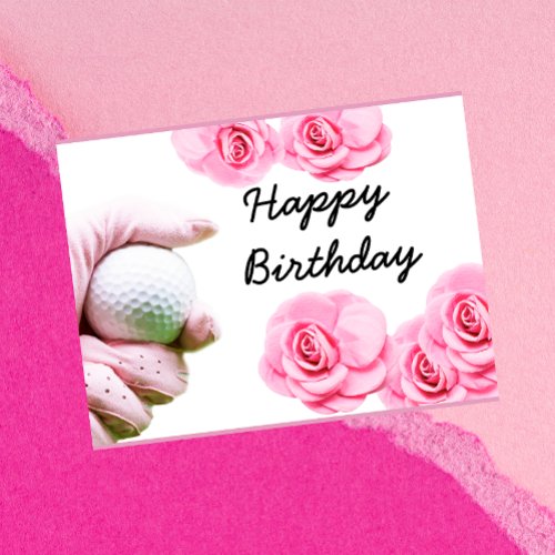 Golf Happy Birthday Card Hand is holding golf ball