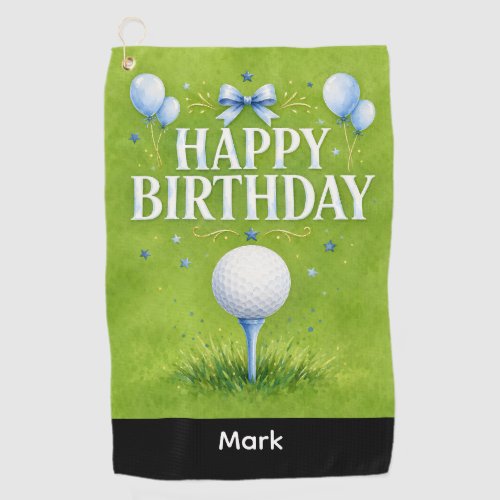Golf Happy Birthday for Boy Watercolor Towel